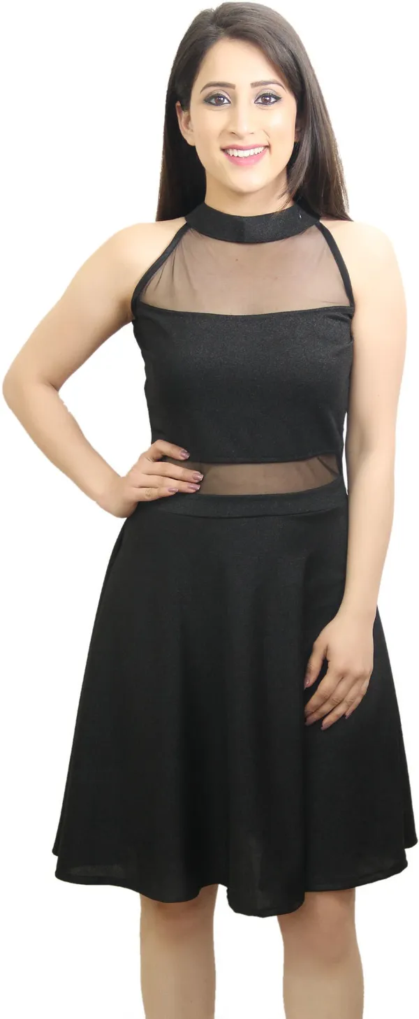 Black_Lycra_Blend_Round_Neck_Sleeveless_Knee_Length_Skater_Dress_For_Women