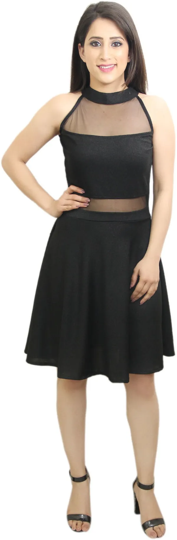 Black_Lycra_Blend_Round_Neck_Sleeveless_Knee_Length_Skater_Dress_For_Women