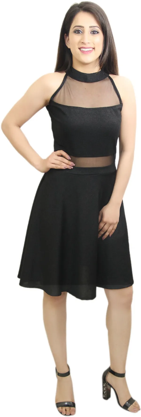 Black_Lycra_Blend_Round_Neck_Sleeveless_Knee_Length_Skater_Dress_For_Women