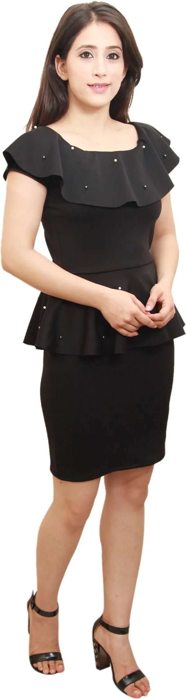Black_Lycra_Blend_Above_Knee_Peplum_Dress_For_Women