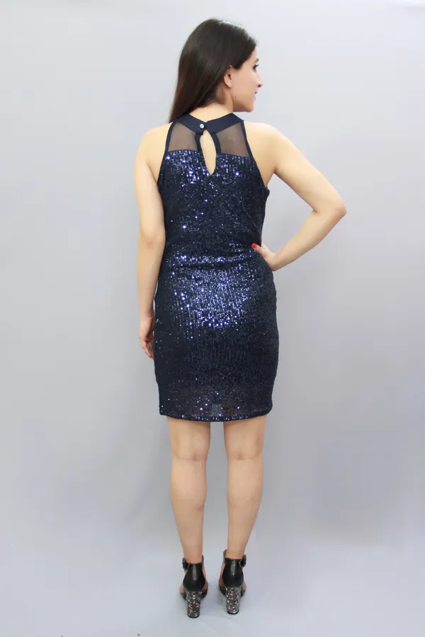 Blue_Sequin_Collar_Neck_Party_Dress_For_Women
