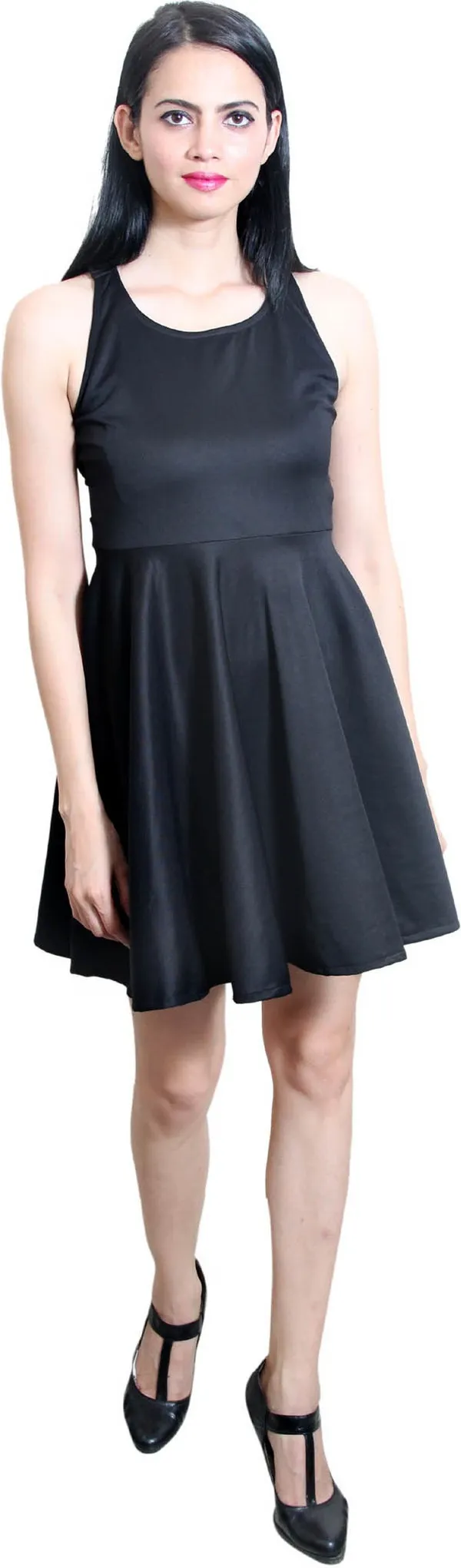Black_Lycra_Blend_Round_Neck_Sleeveless_Above_Knee_Fit_And_Flare_Dress_For_Women