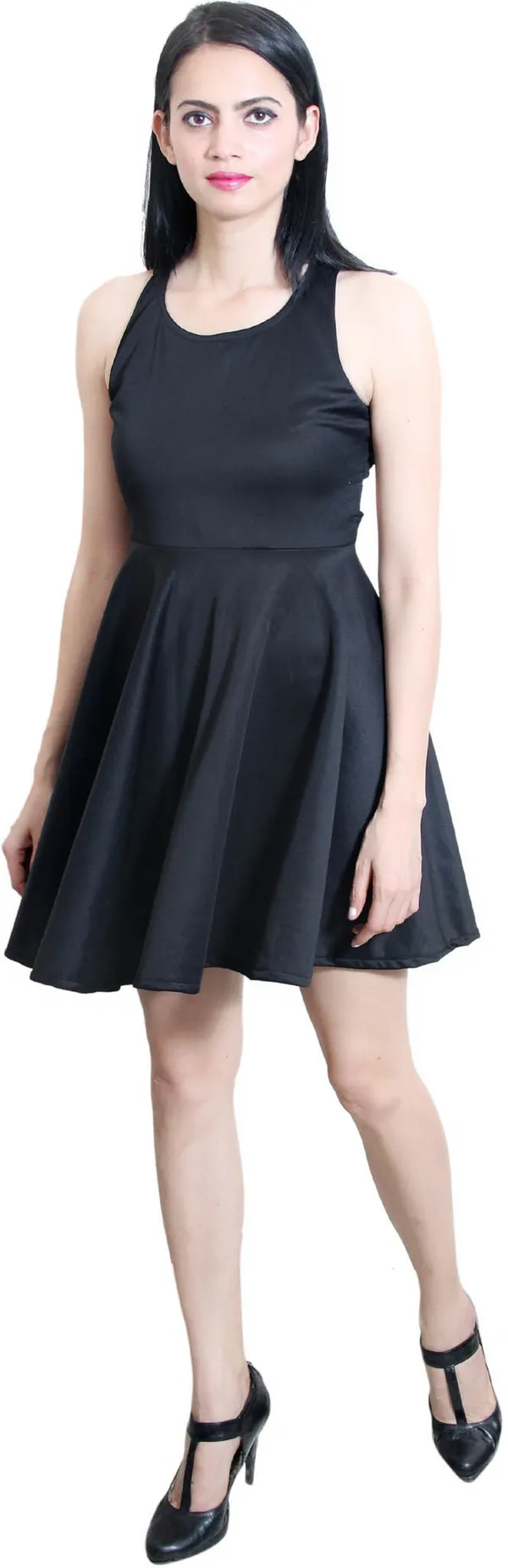 Black_Lycra_Blend_Round_Neck_Sleeveless_Above_Knee_Fit_And_Flare_Dress_For_Women