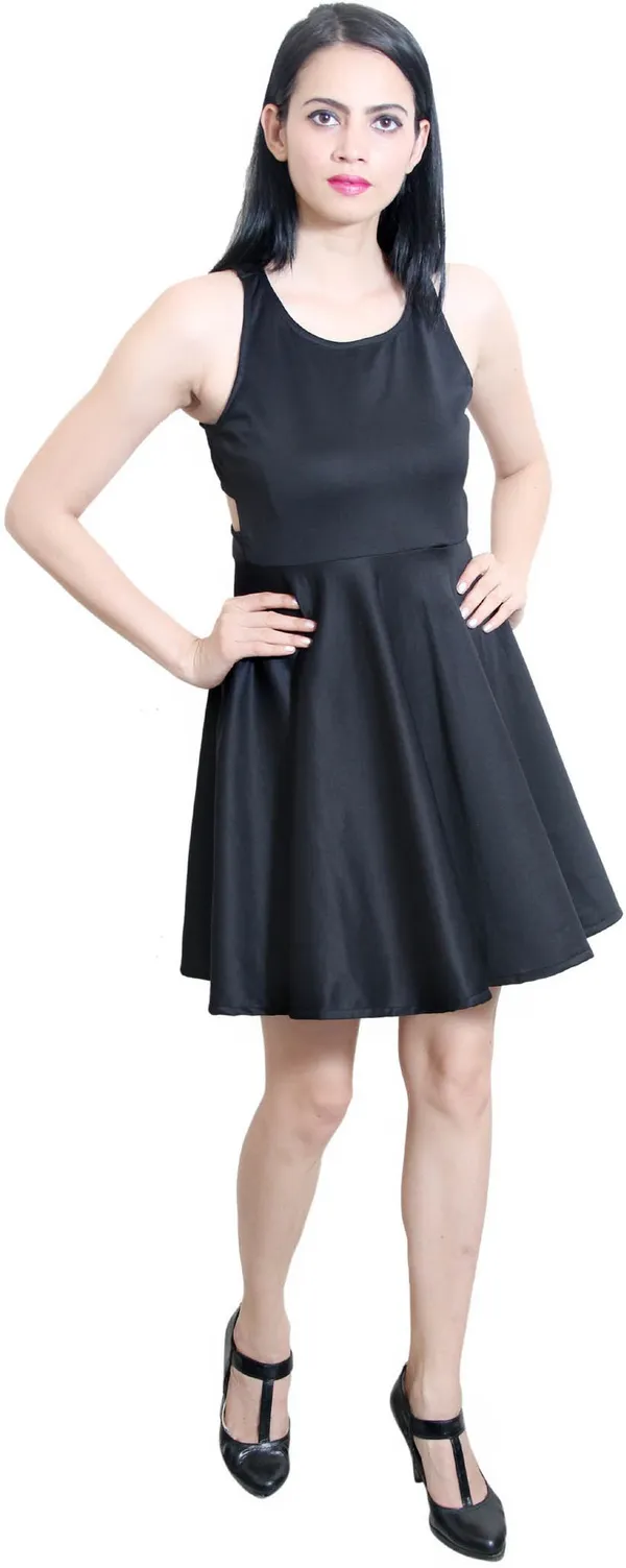 Black_Lycra_Blend_Round_Neck_Sleeveless_Above_Knee_Fit_And_Flare_Dress_For_Women