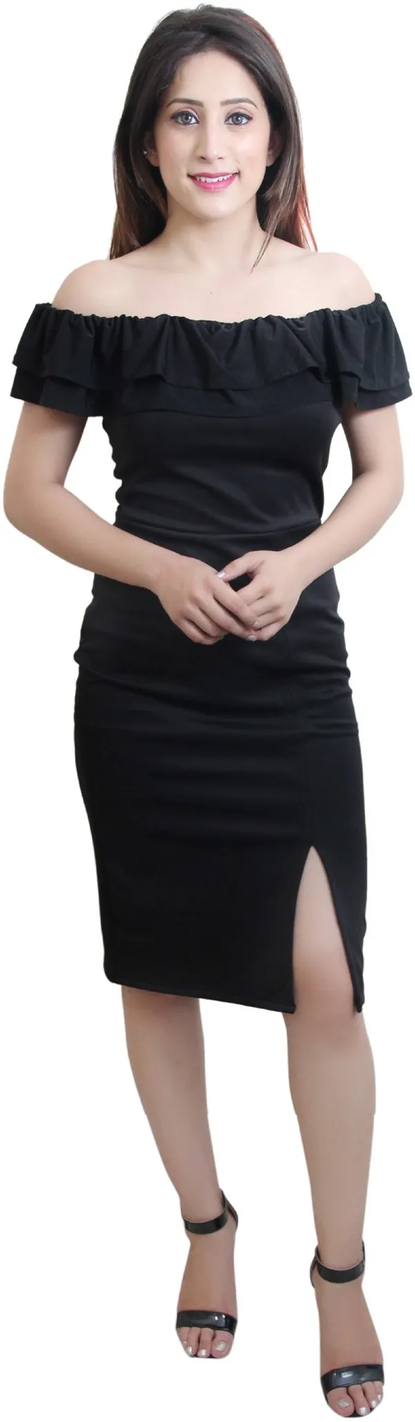 Black_Lycra_Blend_Off_Shoulder_Sleeveless_Knee_Length_Sheath_Dress_For_Women