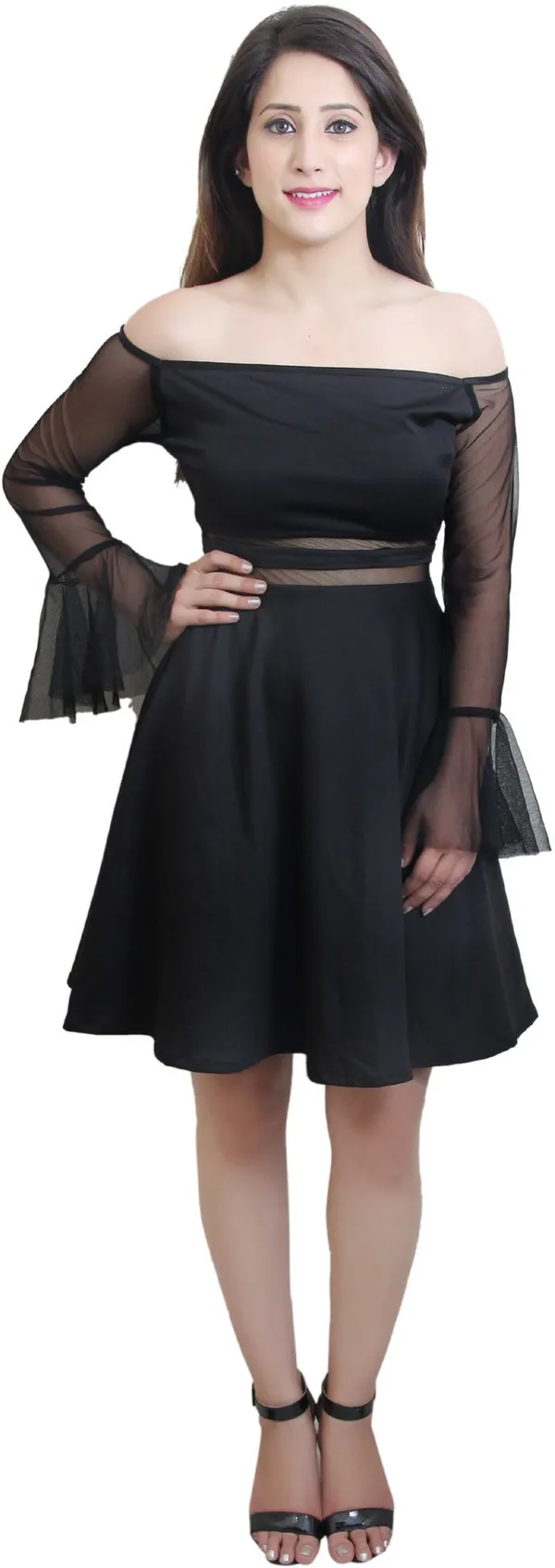 Black_Lycra_Blend_Off_Shoulder_Full_Sleeve_Knee_Length_Fit_And_Flare_Dress_For_Women