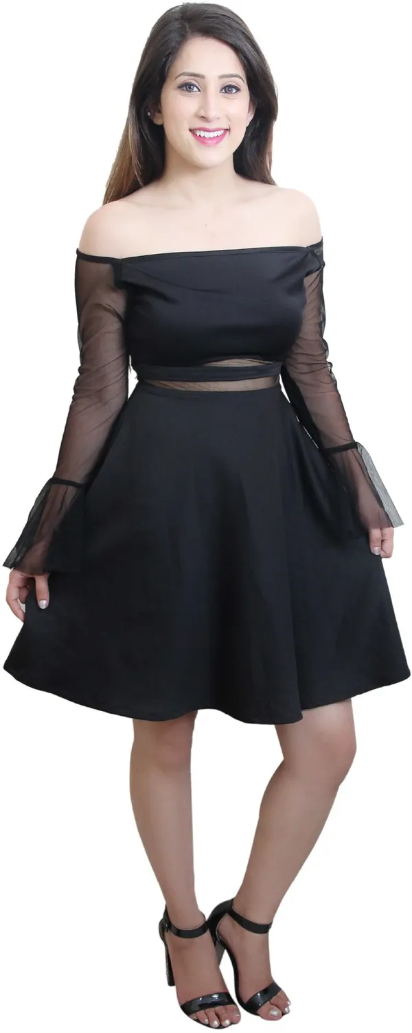 Black_Lycra_Blend_Off_Shoulder_Full_Sleeve_Knee_Length_Fit_And_Flare_Dress_For_Women