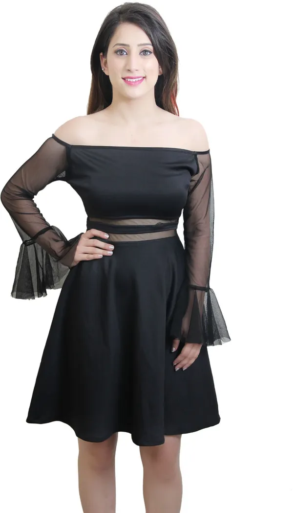 Black_Lycra_Blend_Off_Shoulder_Full_Sleeve_Knee_Length_Fit_And_Flare_Dress_For_Women