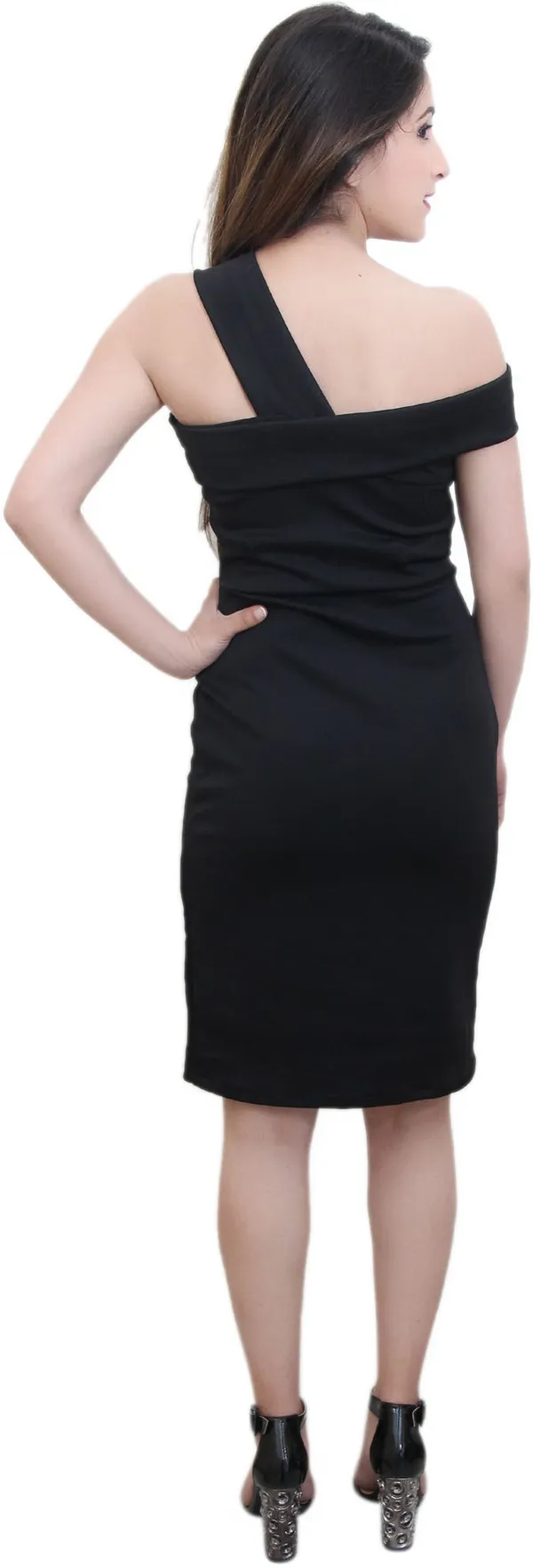 Black_Lycra_Blend_One_Shoulder_Knee_Length_Bodycon_Dress_For_Women