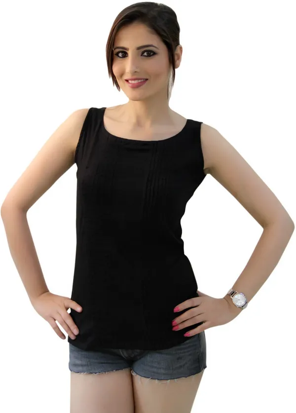 Black_Casual_Sleeveless_Solid_Tops_For_Women