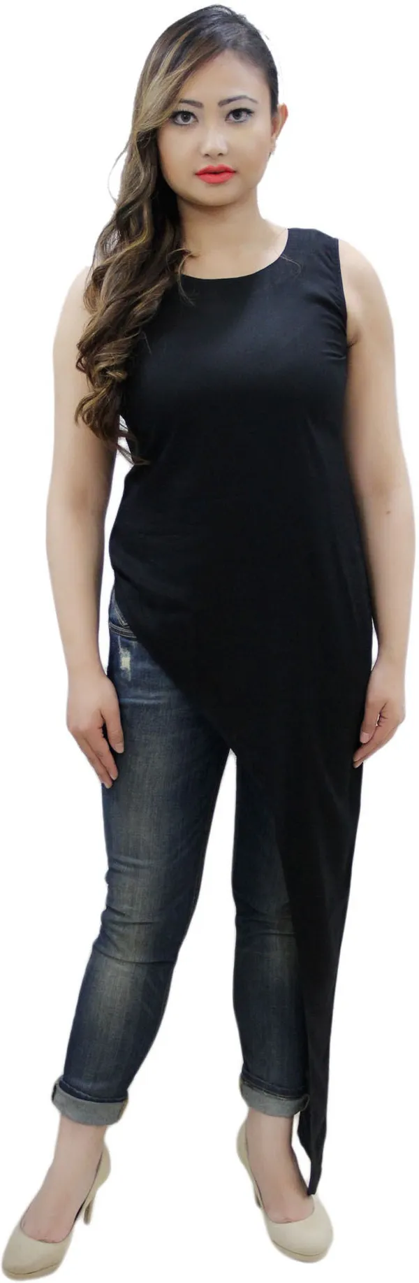 Black_Casual_Sleeveless_Solid_Tops_For_Women