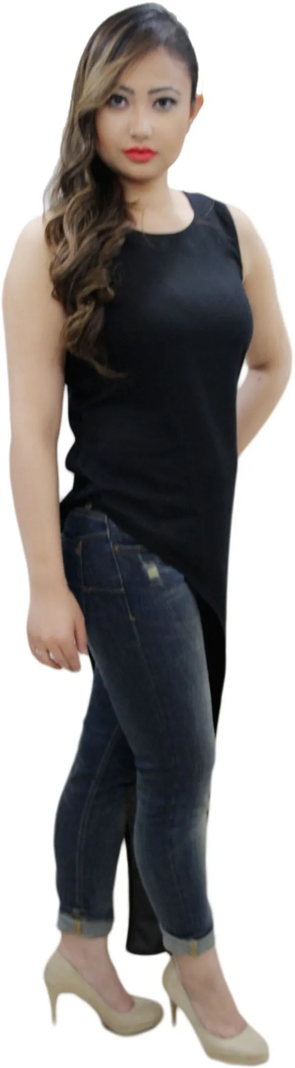 Black_Casual_Sleeveless_Solid_Tops_For_Women