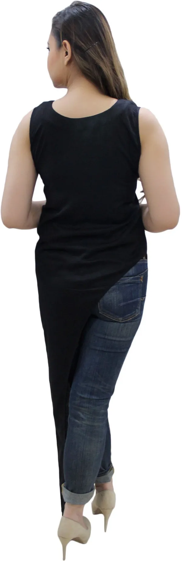 Black_Casual_Sleeveless_Solid_Tops_For_Women