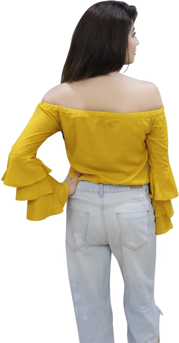 Yellow_Party_Full_Sleeve_Solid_Tops_For_Women