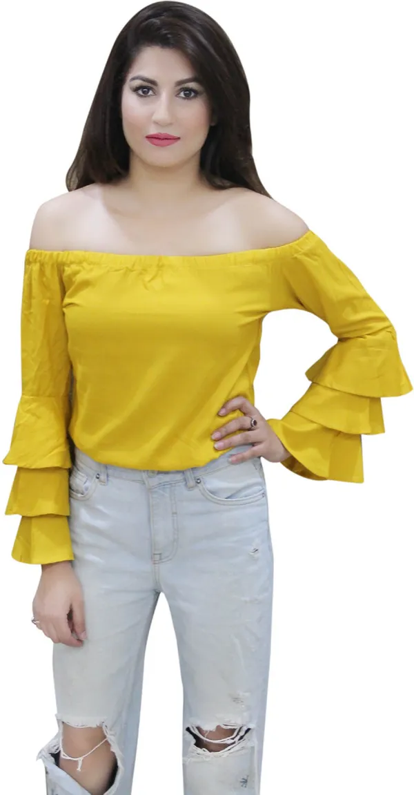 Yellow_Party_Full_Sleeve_Solid_Tops_For_Women