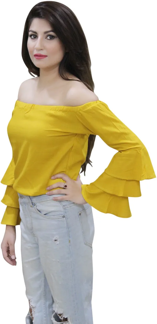 Yellow_Party_Full_Sleeve_Solid_Tops_For_Women