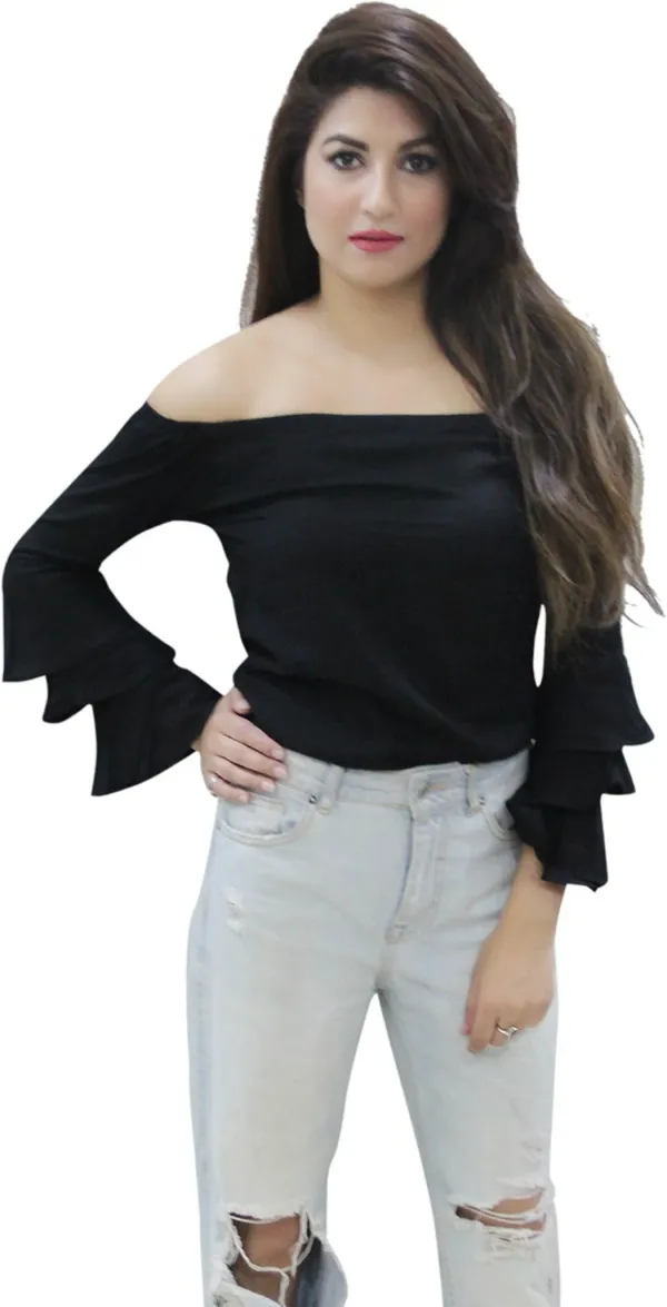 Party_Layered_Sleeve_Solid_Women_Black_Top