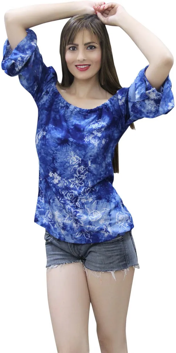 Blue_Casual_Full_Sleeve_Printed_Tops_For_Women