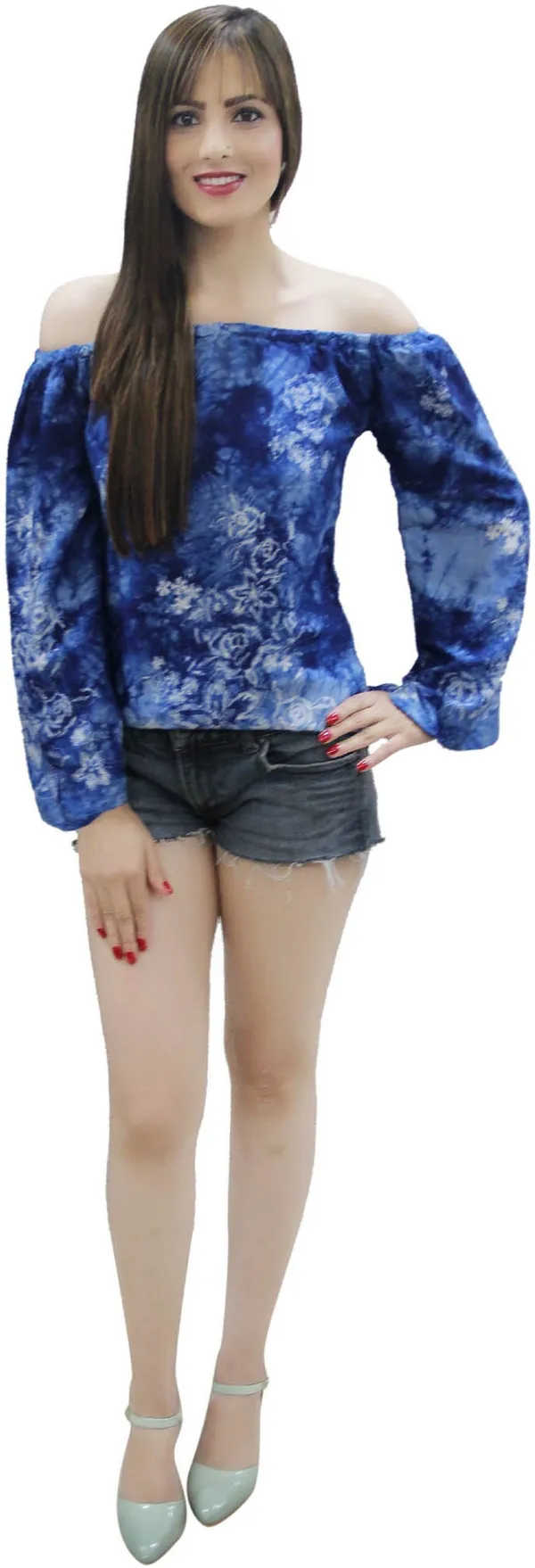Blue_Casual_Full_Sleeve_Printed_Tops_For_Women
