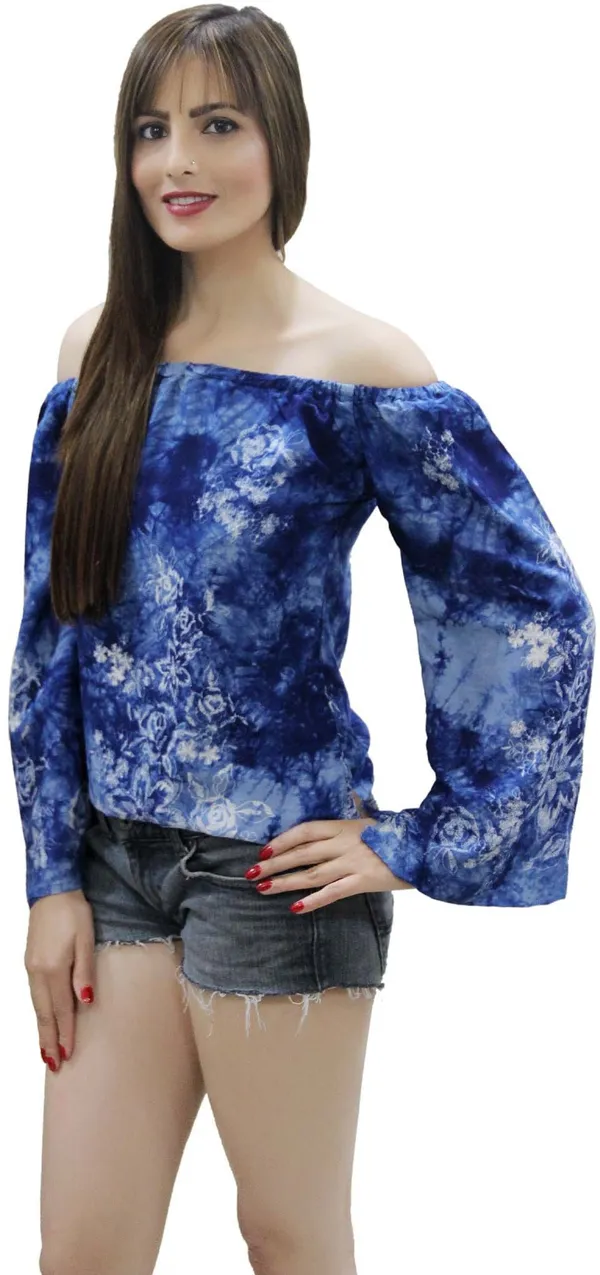 Blue_Casual_Full_Sleeve_Printed_Tops_For_Women