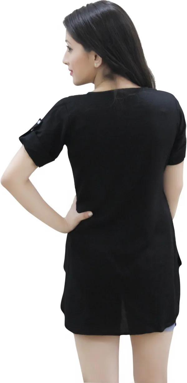Black_Casual_Short_Sleeve_Solid_Tops_For_Women