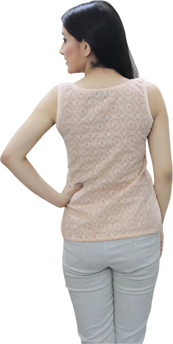Casual_Sleeveless_Embroidered_Women_Orange_Top