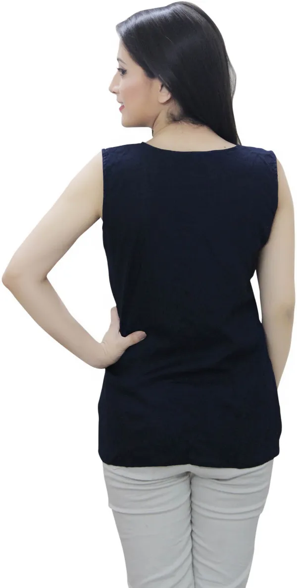 Dark_Blue_Casual_Sleeveless_Solid_Tops_For_Women