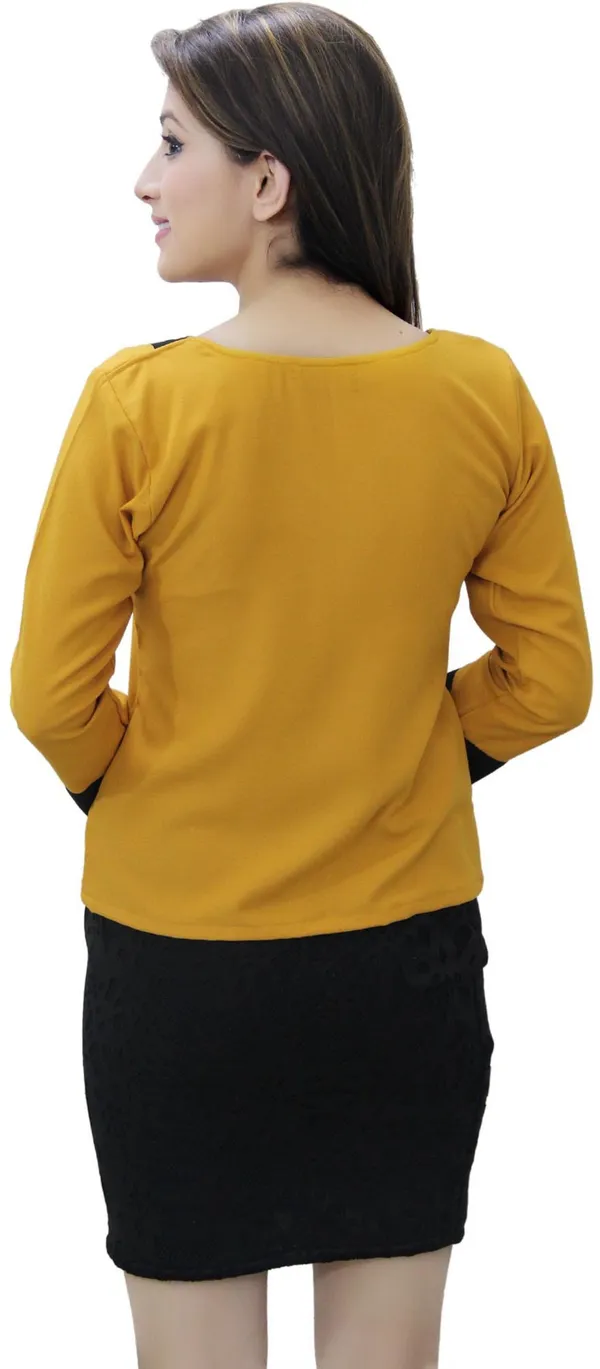 Mustard_Formal_Regular_Sleeve_Solid_Tops_For_Women