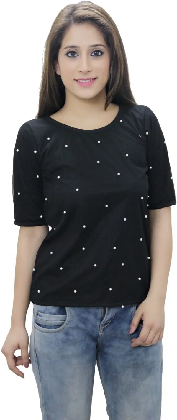 Black_Party_Regular_Sleeve_Embellished_Tops_For_Women