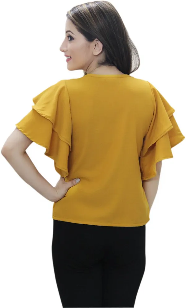 Party_Bell_Sleeve_Solid_Women_Yellow_Top