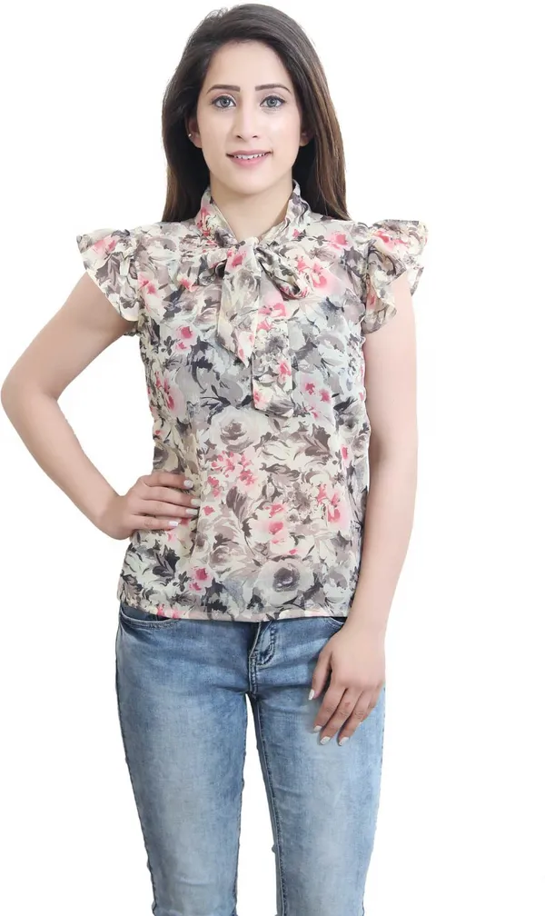 Multi_color_Casual_Flutter_Sleeve_Printed_Tops_For_Women