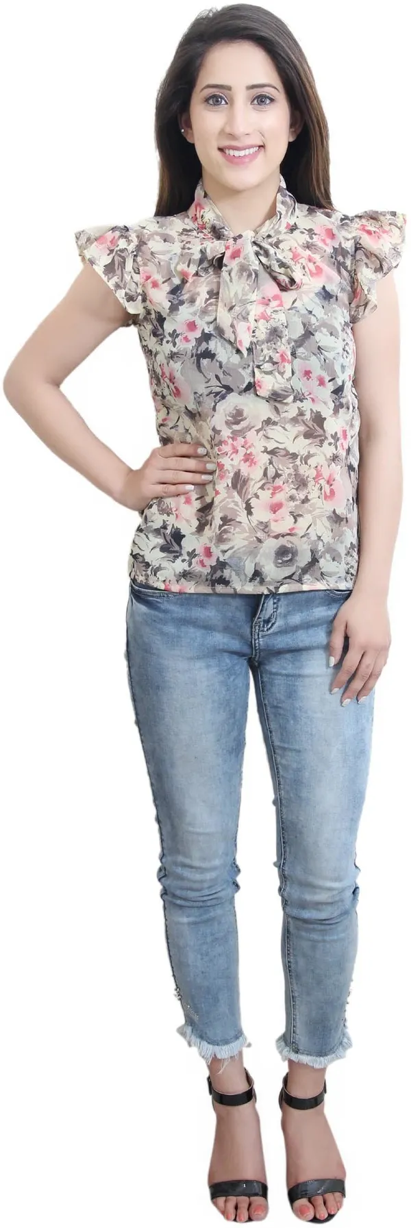 Multi_color_Casual_Flutter_Sleeve_Printed_Tops_For_Women