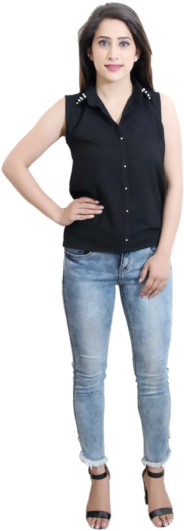 Black_Casual_Sleeveless_Solid_Tops_For_Women