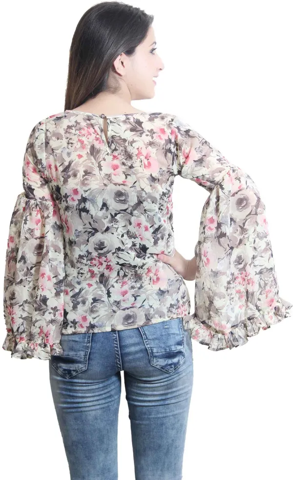 Multicolor_Casual_Flared_Sleeve_Printed_Tops_For_Women