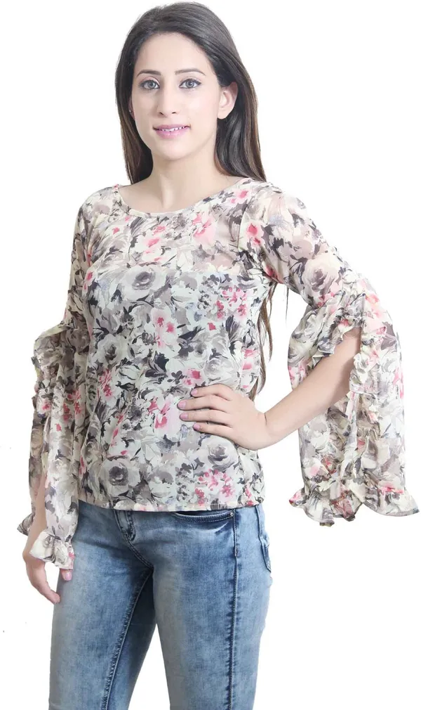 Multicolor_Casual_Flared_Sleeve_Printed_Tops_For_Women