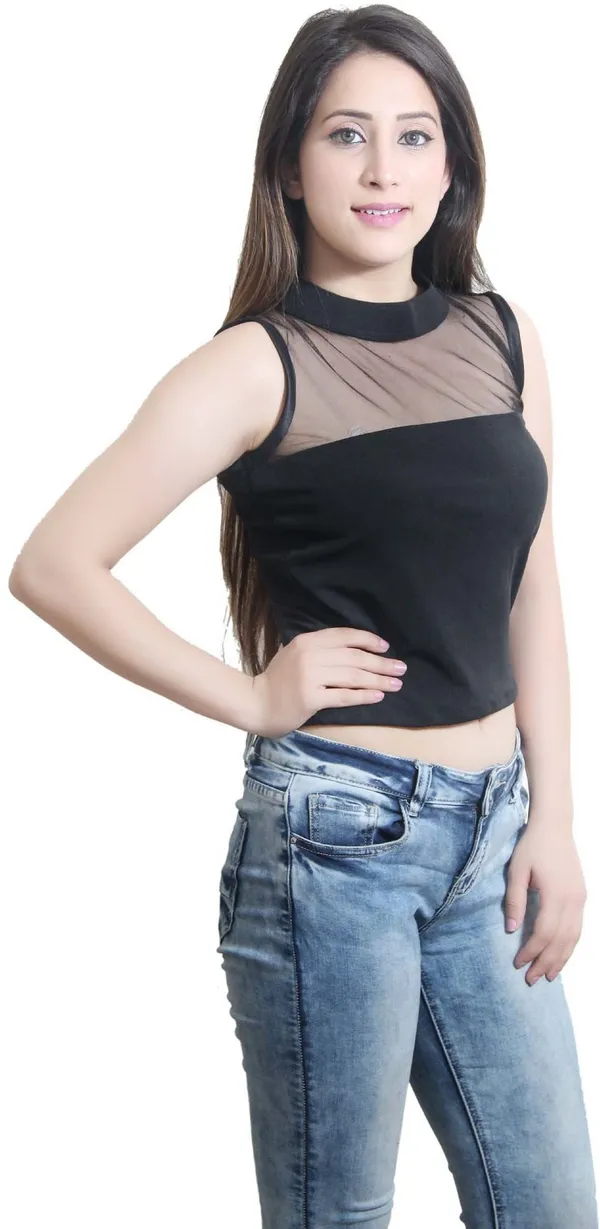 Black_Casual_Sleeveless_Solid_Tops_For_Women