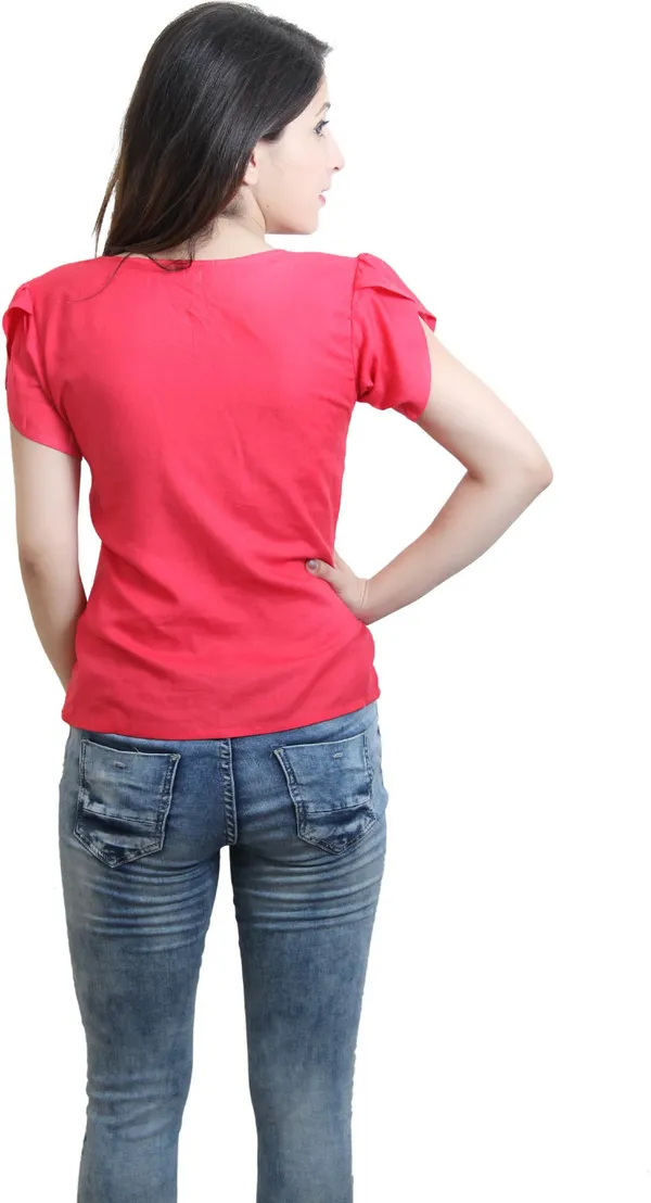 Pink_Casual_Cap_Sleeve_Solid_Tops_For_Women