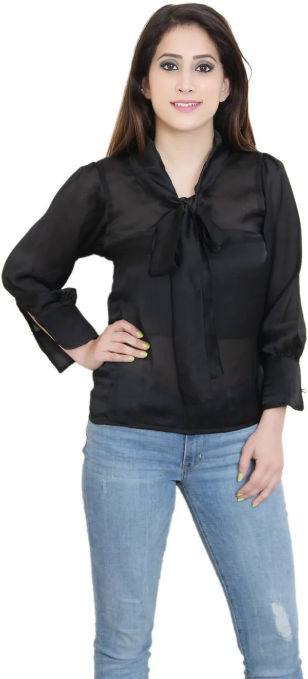 Black_Party_Full_Sleeve_Solid_Tops_For_Women