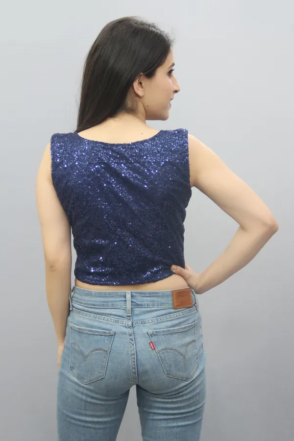 Dark_Blue_Casual_Sleeveless_Embellished_Tops_For_Women