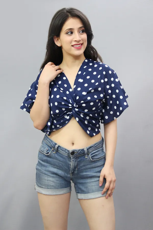 Casual_Printed_Women_White,_Blue_Top