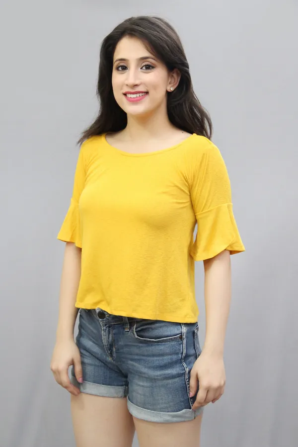 Yellow_Casual_Solid_Tops_For_Women