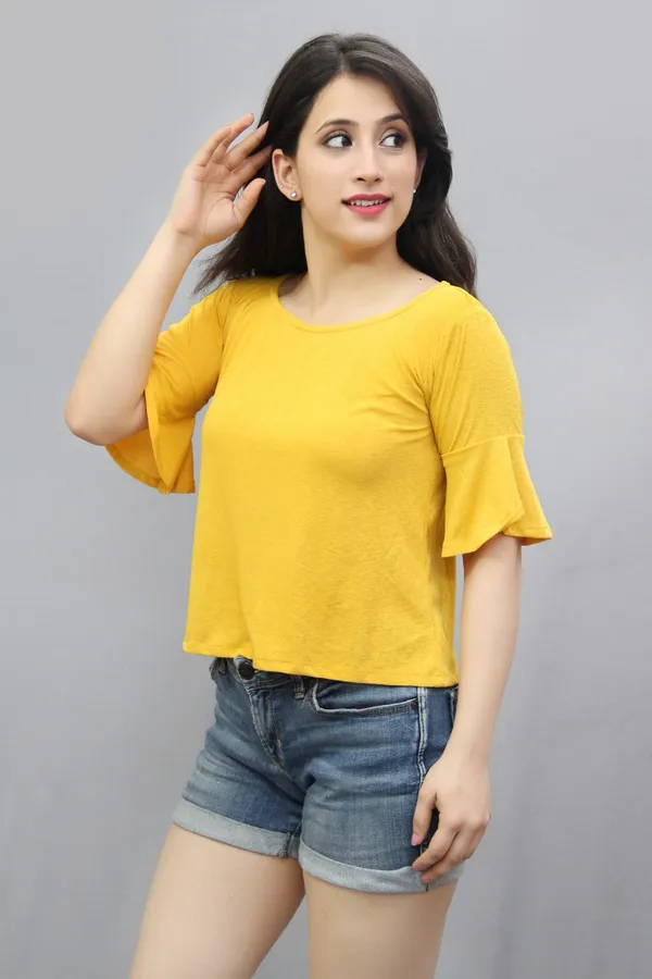 Yellow_Casual_Solid_Tops_For_Women