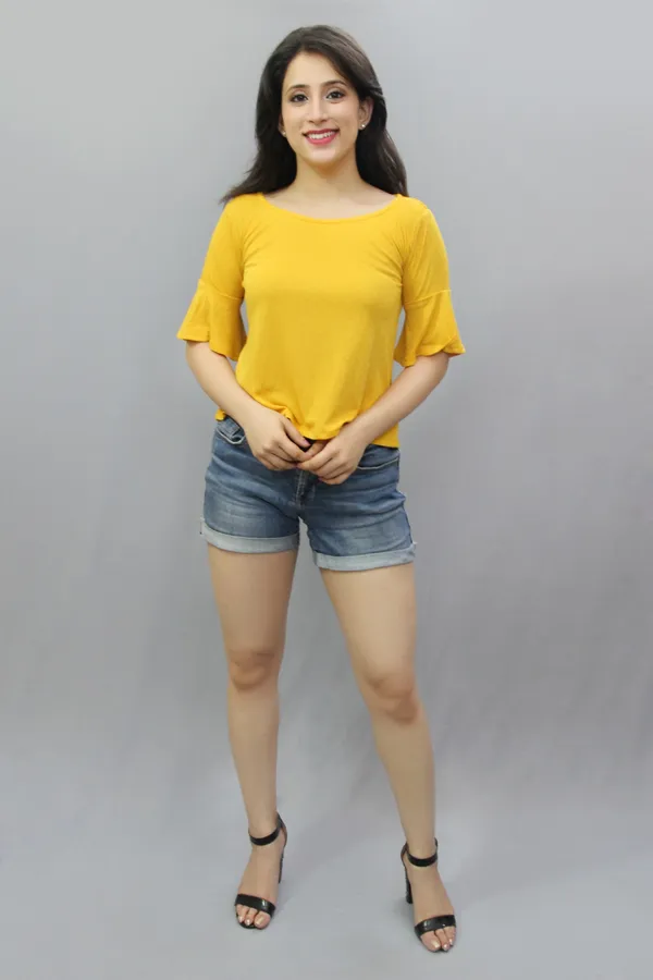 Yellow_Casual_Solid_Tops_For_Women