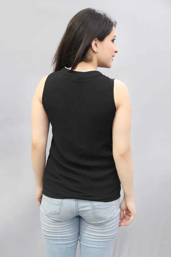 Black_Casual_Striped_Tops_For_Women