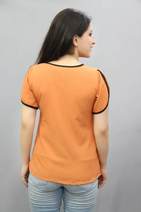 Orange_Casual_Solid_Tops_For_Women