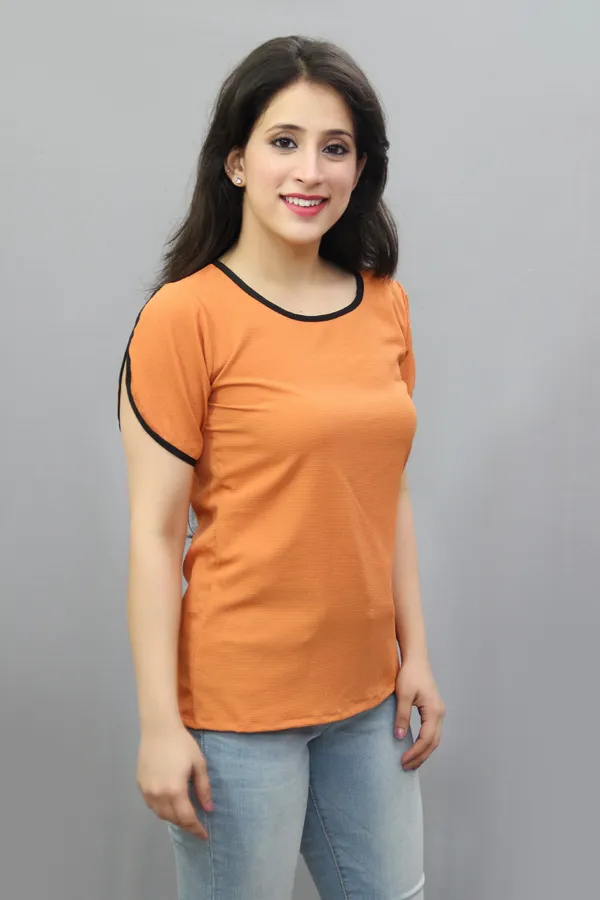 Orange_Casual_Solid_Tops_For_Women