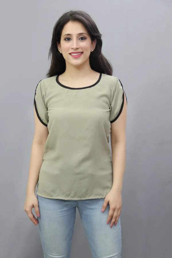 Green_Casual_Solid_Tops_For_Women