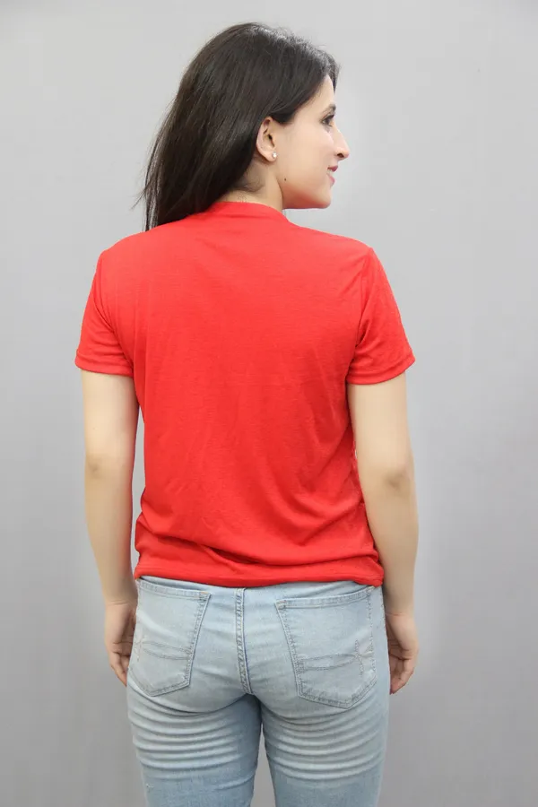 Red_Cotton_Blend_Printed_Short_Sleeve_Round_Neck_Regular_Fit_T-Shirt_For_Women