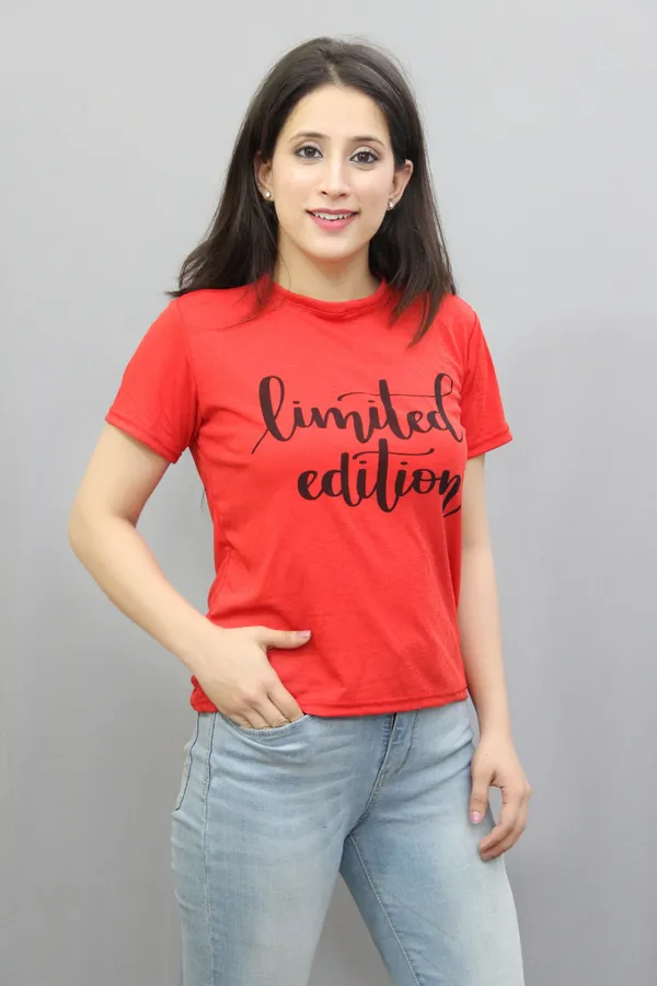 Red_Cotton_Blend_Printed_Short_Sleeve_Round_Neck_Regular_Fit_T-Shirt_For_Women
