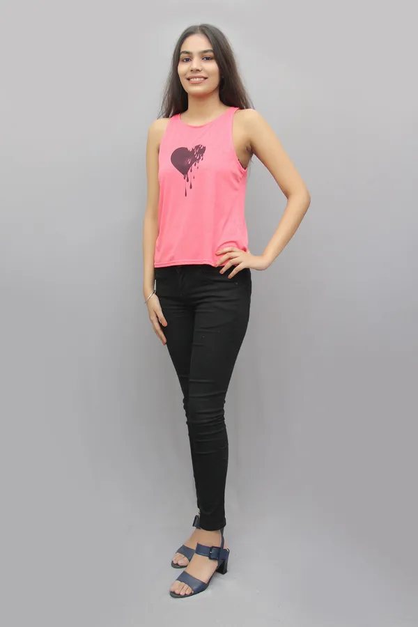 Peach_Casual_Printed_Tops_For_Women